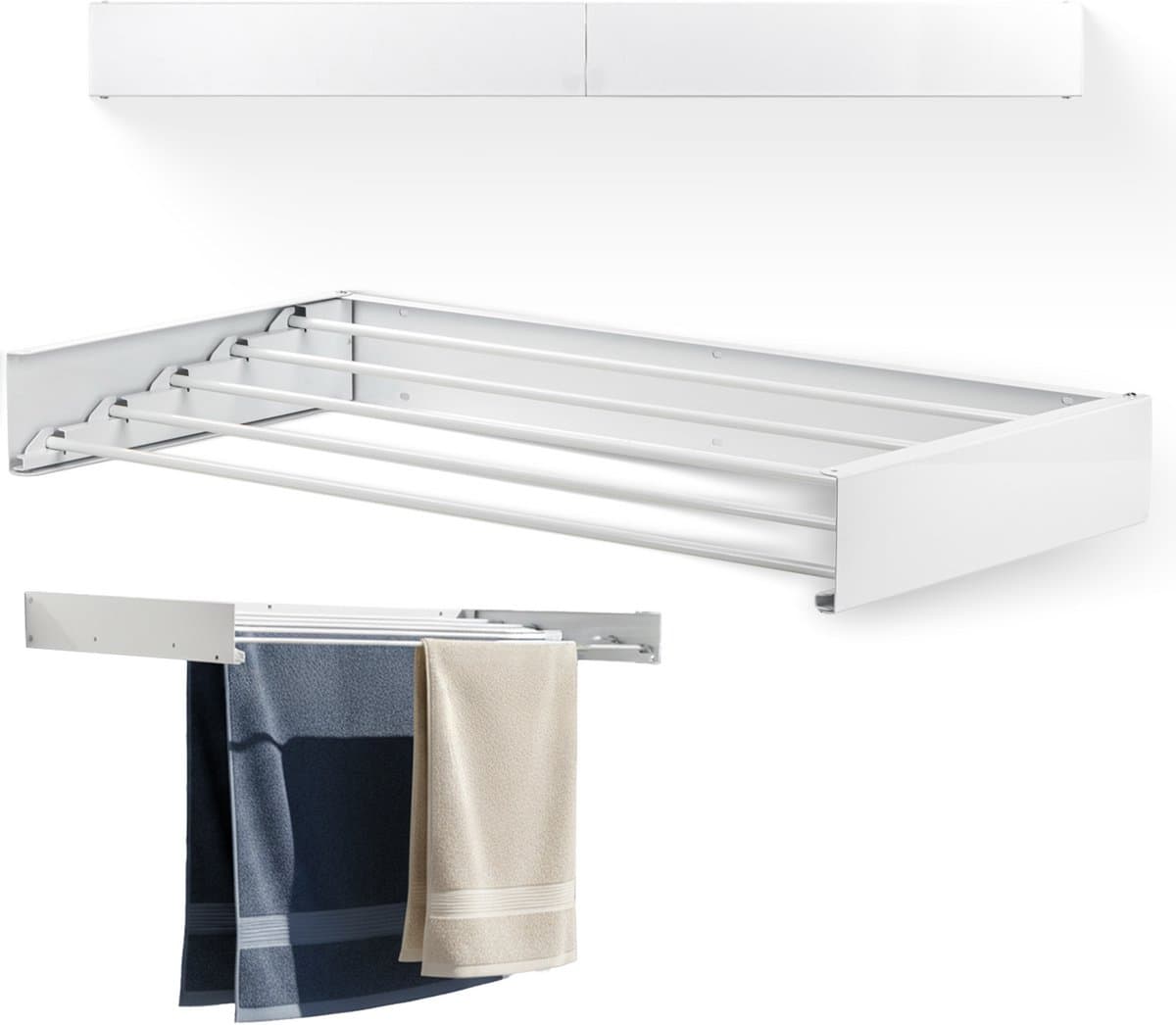 Goodly® High quality Wanddroogrek 80 CM - Droogrek muur inklapbaar - Wasrek - Wasdroogrek buiten - QUALITY 4m - drooglijn - Wit — afbeelding 1