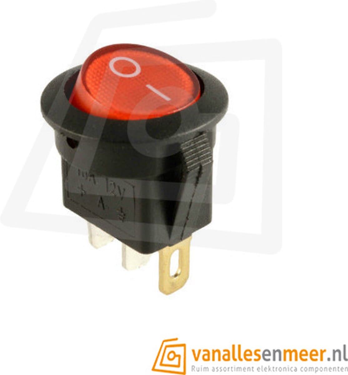 Schakelaar aan/uit rond rood verlicht 250V — afbeelding 1