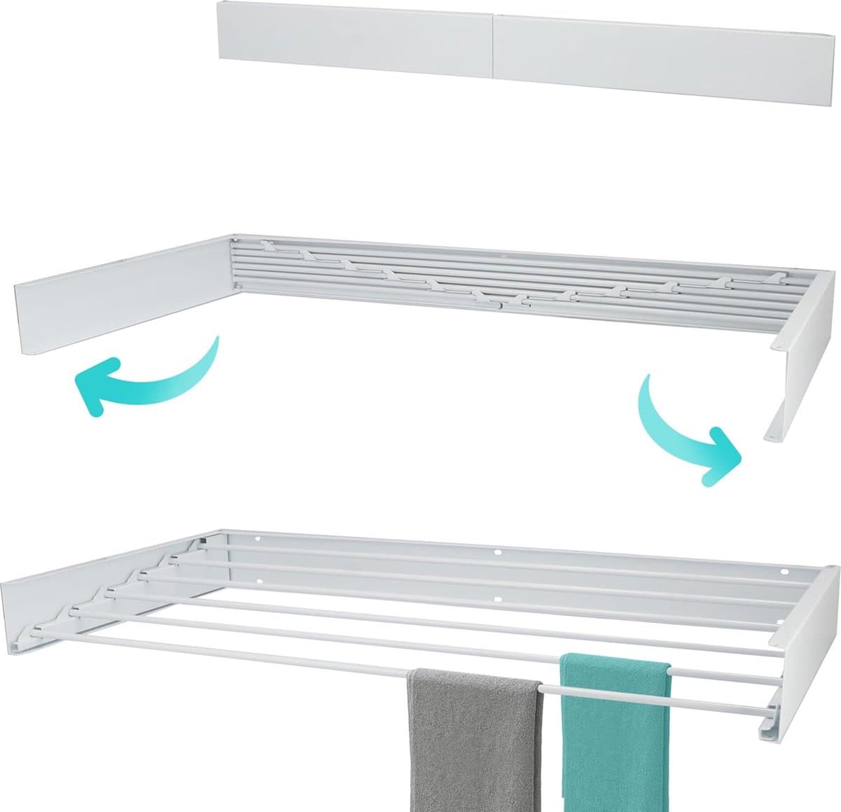 Wanddroogrek XL - Inklapbaar Muur Wasrek - 6m Drooglengte met Boormal - Hangend en Uitklapbaar — afbeelding 1