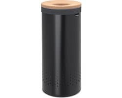 Brabantia Wasmand - met Deksel - 35 l - Matt Black/Kurken deksel — afbeelding 1