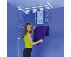 Premier Linens Plafond Droogrek Hangend 6 stangen van 130 cm – Droogrek balkon – Wasrek hangend - Ruimtebesparend