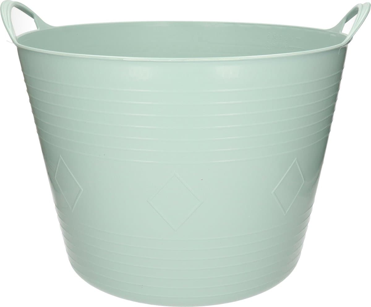 Flexibele kuip - mintgroen - 40 liter - met handvatten - 45 cm - kunststof - emmer - wasmand — afbeelding 1