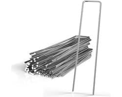 Intirilife 50 x grondanker 150 x 25 x 2,7 mm gegalvaniseerd roestvrij staal - onkruidvlies bevestiging grondnagel weerhaak