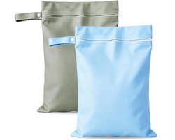 Waterdichte waszak 2 stks - grijs + blauw - vocht- en geurisolatie - ideaal voor reizen - ShopVlot