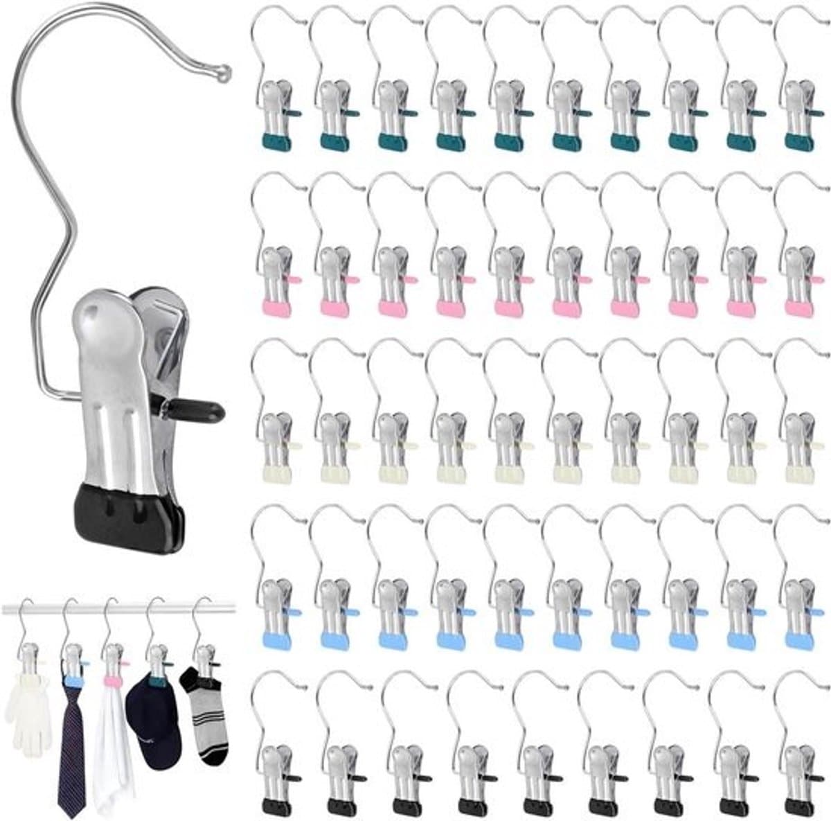 Wasknijpers Roestvrij Staal - Kledinghangers Clips - Kleding Drogen - Antislip Zonder Afdrukken - 50 stuks - Meerkleurig — afbeelding 1