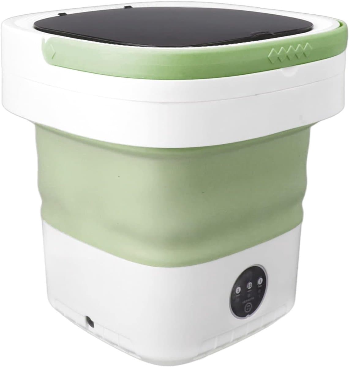 QORA® Camping Wasmachine - Mini Wasmachine - Wasmachines - Opvouwbare Kleine Wasmachine en Droger - 7,5L - met Afvoer - Groen - 30cm x 30cm x 33cm — afbeelding 1