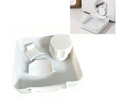 Wasmachine lekbak - Lekvrije lekbak - Lekbak met gebogen rand - afvoerbak - Onderhoudsaccessoires voor wasmachines - Inclusief lekbak, moer en deflector - 17,5 x 17,5 x 4 cm - Geschikt voor kelders, woningen en campers - Wit