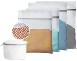 Waszakjes (5 stuks) voor Lingerie en Fijne Was - Geschikt voor Wasmachine - Met Rits - Wit
