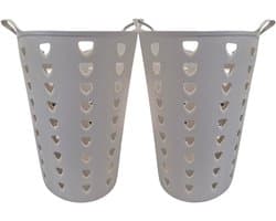 Excellent Houseware Flexibele wasmand - 2x - beige - 60 liter - kunststof - 47 x 50 cm