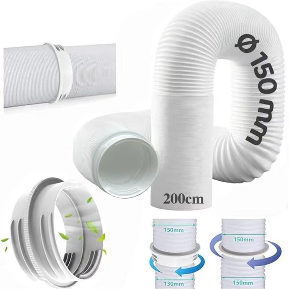 verlenging 200 cm met adapter 130 mm binnen/150 mm buiten, afvoerslang airconditioning, verlengslang, airconditioning afvoerslang, airconditioningsslang voor airconditioning — afbeelding 1