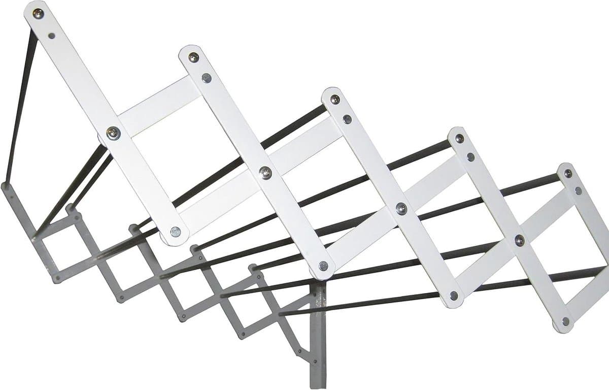 Uittrekbare Waslijn - Wandwaslijn Droogrek - Ruimte Besparen - 10 Aluminium Drooglijnen - 160 cm - Wit — afbeelding 1