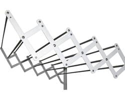 Uittrekbare Waslijn - Wandwaslijn Droogrek - Ruimte Besparen - 10 Aluminium Drooglijnen - 160 cm - Wit