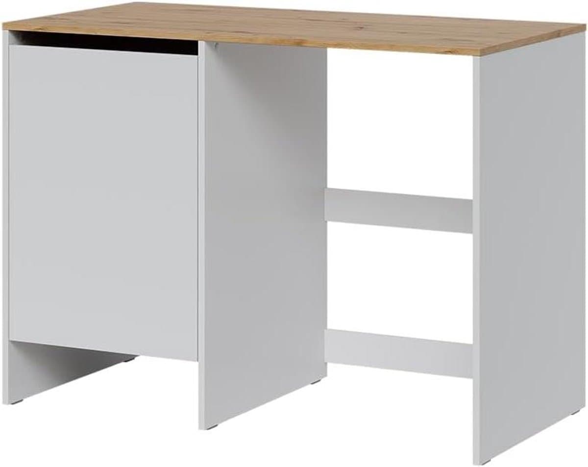 Wasmachinekast - Badkamermeubel Opbouw - Opruimen Badkamer - Ruimte voor Robotstofzuiger - 120 cm breed - Wit Eiken — afbeelding 1