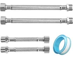 Flexibele kraanslangverlengstukken 10cm/20cm - 304 roestvrij staal - kinkvrije aansluiting - ShopVlot