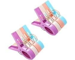 Wasknijpers Kunststof - Kledingknijpers Handdoekclips - Kleding Drogen - Winddicht Ontwerp - 8 stuks - Willekeurige Kleur