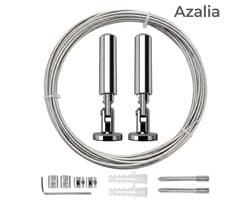 Azalia5m Muurbevestiging Gordijnwalsdraadset, Hangende Draadgordijngordijnwalsdraad, voor Licht/Lampfoto's, Kunstprojecten Waslijn (Zilver)