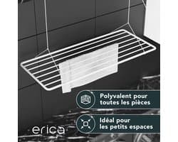 SnelShoppen - Erica Plafond Kledinghanger 140x50cm, 11,2m Droogoppervlak, Mini Verticaal Opvouwbare Kleding Droger, Metaal met Pvc-Vrije Plastic Coati