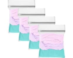 Wasnetjes met ritssluiting - Wit - 4 stuks S - Mesh waszakken van polyester - Voor delicate was