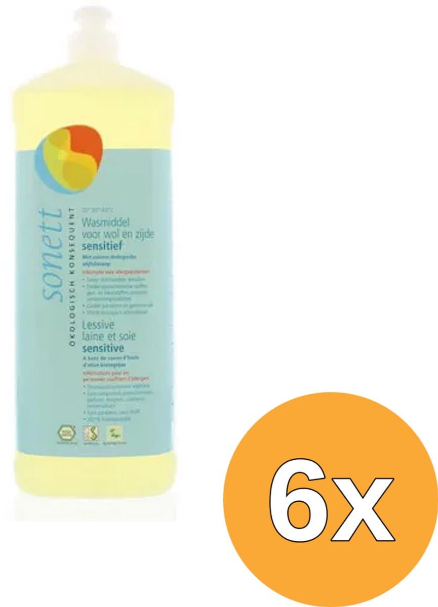 6x Sonett Wasmiddel Wol & Zijde Sensitive (1000 ml) — afbeelding 1
