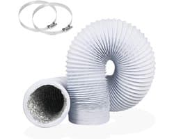 Draagbare airconditioningslang, 100 mm, flexibele ventilatieslang van PVC en aluminium, geschikt voor afzuigventilatoren, airconditioners, drogers en afzuigkappen,Wit 1m