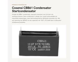 Dailygoods - CBB61 Condensator - Startcondensator Ventilatormotor - 350VAC 10UF - 2 Pin - Compact en Praktisch - Voor Ventilators en Motoren