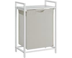 Wassorteerder - 65L - Metaal - Wit - Wasmanden - Wassorteerder met Plank - 50 x 33 x 72 cm
