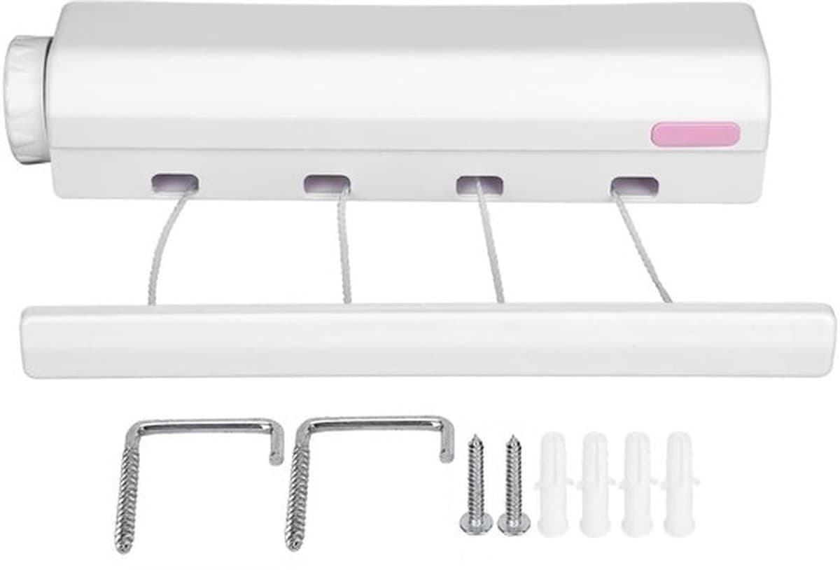 MTTproducts- Waslijn Automatisch Intrekbaar 3,2m - Wanddroogrek - Uittrekbare Waslijn - 4 Lijnen - Eenvoudig te Installeren - Modern Design - Wasrek — afbeelding 1