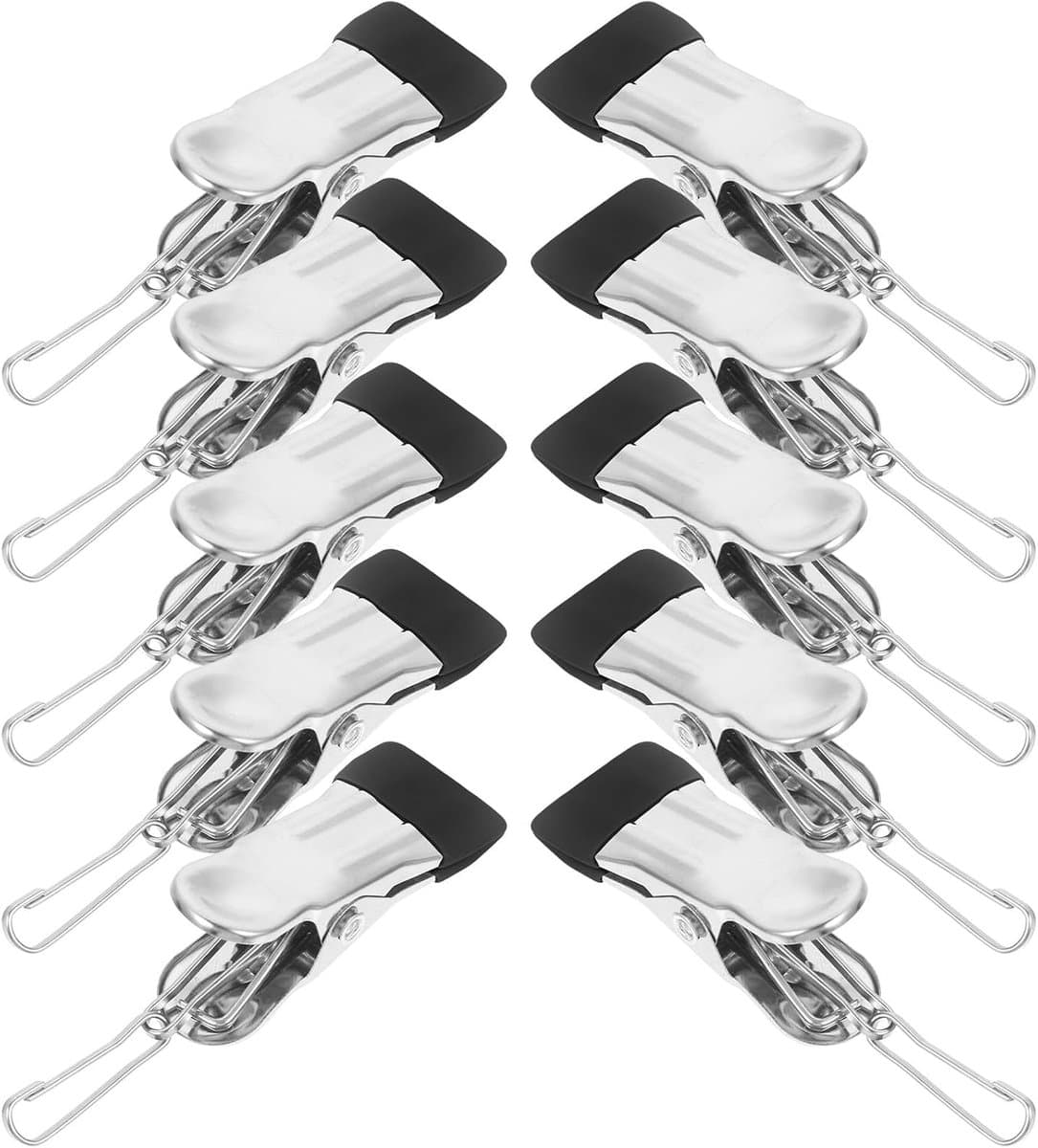 20 stuks- wasknijpers-wasknijpers Metaal -wasknijpers groot-wasknijpers Roestvrij staal -Strandhanddoekclips- Quiltclips-Strandlaken Knijpers -Winddicht-Handdoekknijpers-Voor Strandlaken, Beddengoed En Dikke Kleding-Zwart — afbeelding 1