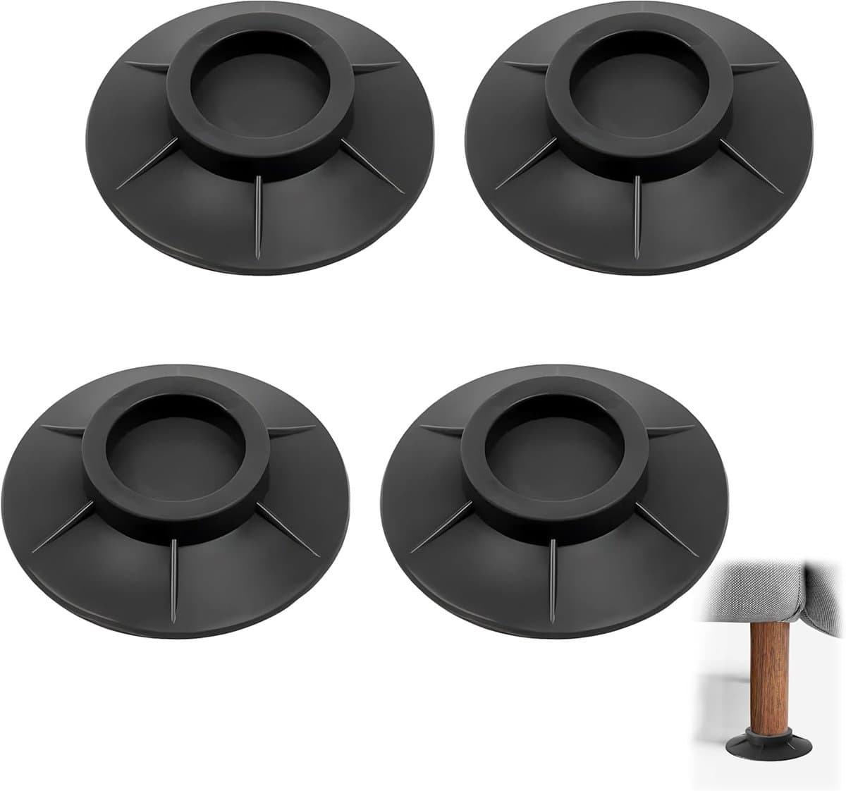 Wasmachine verhoger - Trillingsdempers Wasmachine & Droger - Wasmachine voetjes - Zwart - wasmachinevoetjes - meubelvoeten - verhogingsblokken - wasmachine trillingsdemper - Meubelverhogers - Trillingsdempende Wasmachine Voetjes - wasmachine sokkel — afbeelding 1