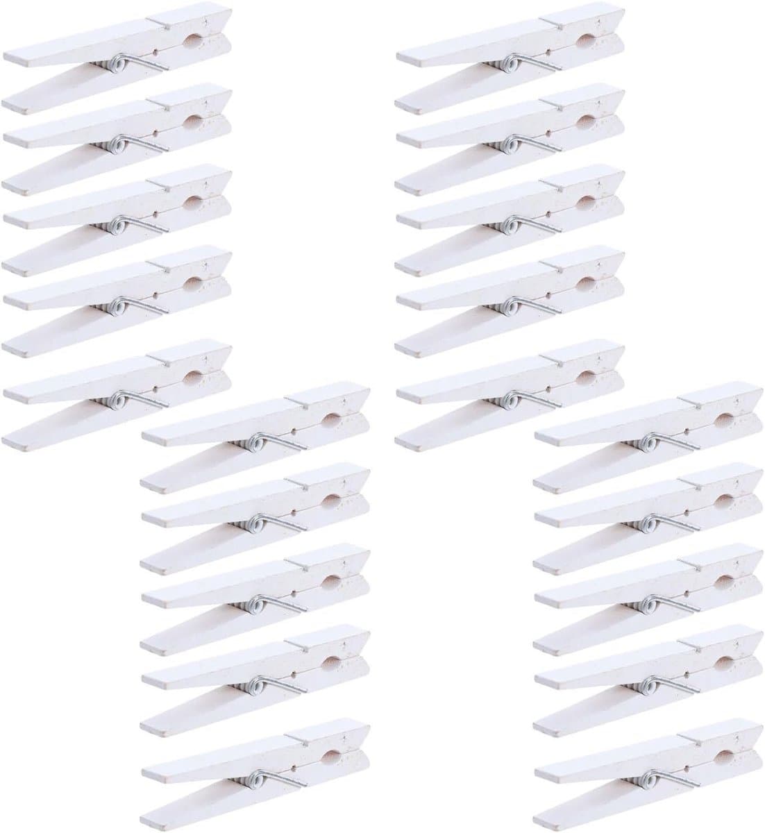 Houten Wasknijpers - Kleine Klemmen - Foto's Ophangen - Stijlvolle Look - 200 Stuks - Wit — afbeelding 1