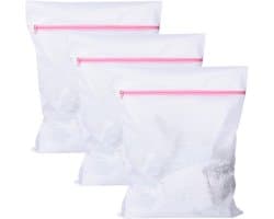 Extra Grote Waszak Met Rits - 3 Stuks - 60 x 60 cm - Voor Gordijnen, Jassen, Tapijten En Beddengoed - Beschermend Wasnet Voor Wasmachine