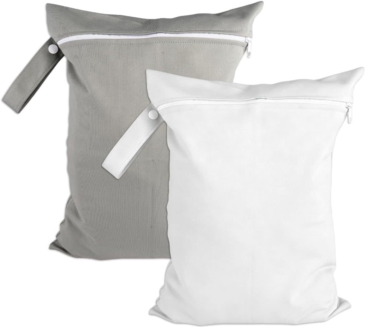 Natte zakken 40 x 30 cm - Waterdichte waszak - Grijs en wit - Herbruikbare reiszak met ritssluiting - SnelShoppen — afbeelding 1