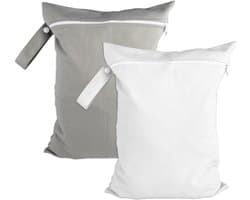 Natte zakken 40 x 30 cm - Waterdichte waszak - Grijs en wit - Herbruikbare reiszak met ritssluiting - SnelShoppen