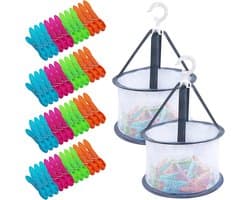 Wasknijpers Set - Kledingklemmen Mand - Kleding Drogen - Spoorloos Winddicht - 48 Stuks - Multicolor