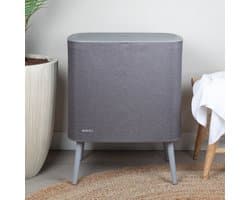 Novici wasmand grijs 60L - wasmand op pootjes - wasmand op poten - wassorteerder met 2 vakken - wasbox - grijze wasmand