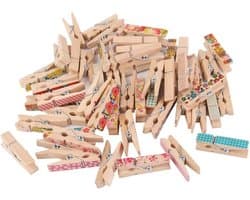 Houten Wasknijpers - Mini Knijpers - Foto's Ophangen - Diverse Kleuren - 35 cm - Willekeurig