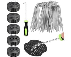 Grondanker - Gegalvaniseerd Staal - 10 cm Lengte - U-vormige Grondhaken met Sluitringen - Voor Tuin en Kunstgras Bevestiging