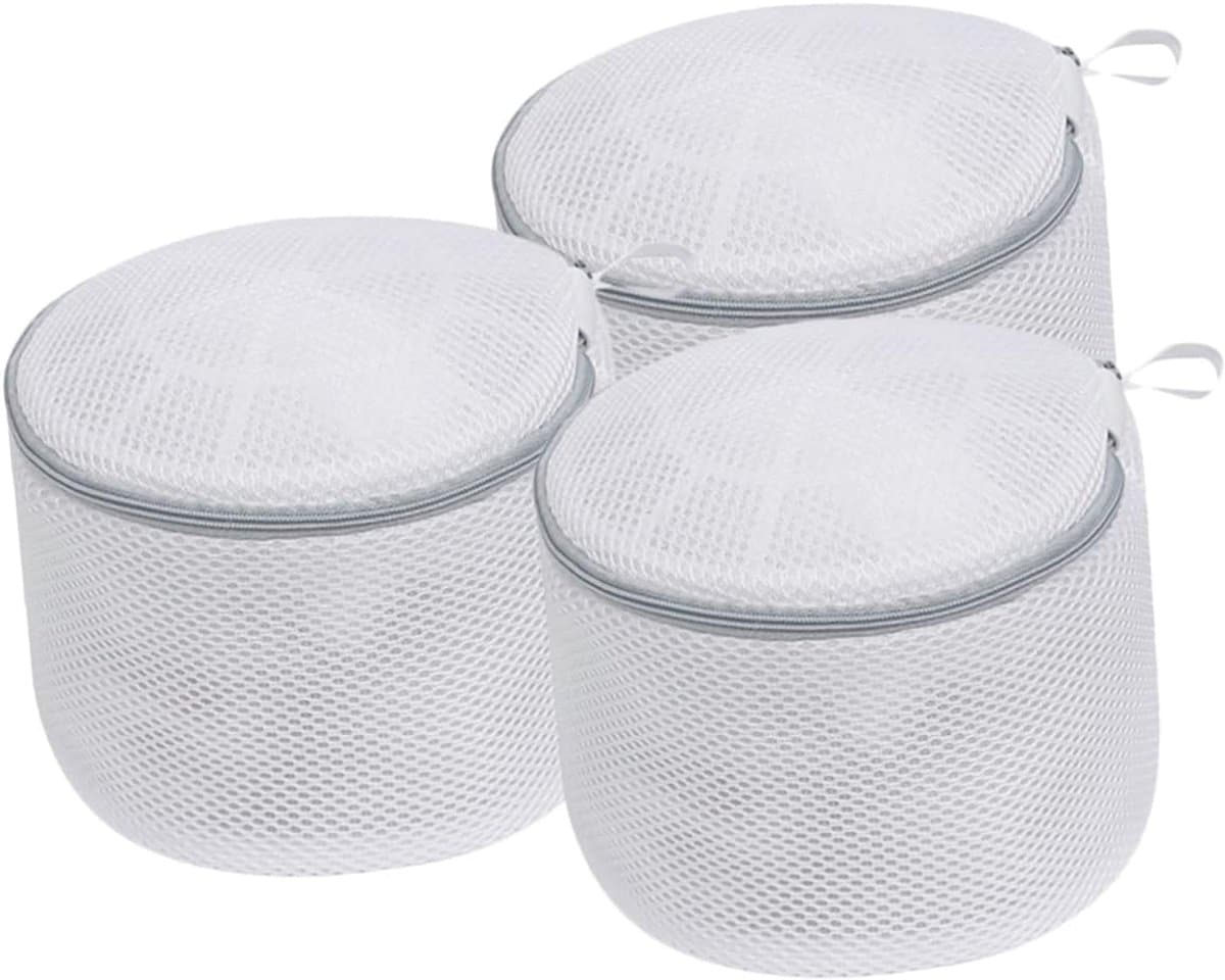 Waszakken - 3 Stuks - Wasnetten - Polyester - Bescherm je Wasgoed en Wasmachine - Netwaszakken - Waszakjes met Rits - Wasnetje - Wassorteerder - Verpakkingskubussen - Reisorganisator - Geschikt voor intiem ondergoed - 15*17cm - Grijs/Wit — afbeelding 1