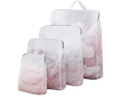 4 stuks 3D mesh waszakken met ophanghengsels (S/M/L/XL) - Duurzame waszakken met rits voor delicate was, schoenen en grote hoeveelheden kleding - Ruimtebesparend opvouwbaar ontwerp