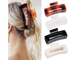 Set van 4 Grote Antislip Haarklemmen - Sterke Klauwclips voor Dik Haar