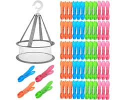 IMPERATORIS® Wasknijpers Kunststof - Waslijnklemmen - Extra Sterk - Soft Grip - Laat Geen Afdruk Achter - Weerbestendig - Set van 60 - Groen, Oranje, Roze, Blauw