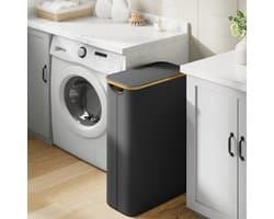 60L wasmand met deksel, wasmanden met handvat en binnenzak, opvouwbare grote wasmand smal, wasmanden, wasmanden voor slaapkamer badkamer (zwart)