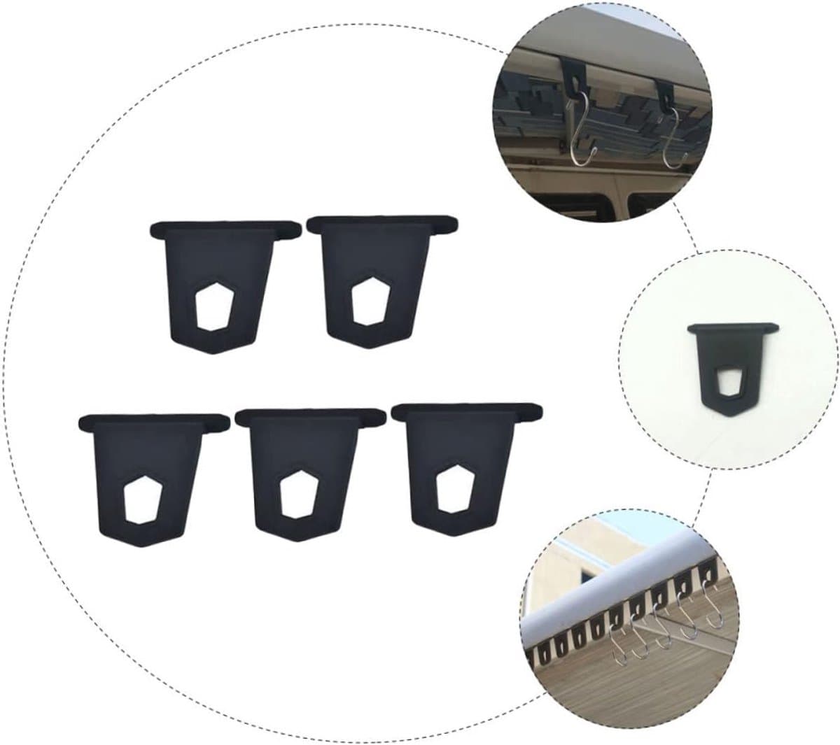 5 stuks rubberen camper luifelhaken, duurzame ophangaccessoires voor kleding, tassen en paraplu's, compatibel met zelfuitrekkende luifelrails, afgeronde randen voor gebruik. — afbeelding 1