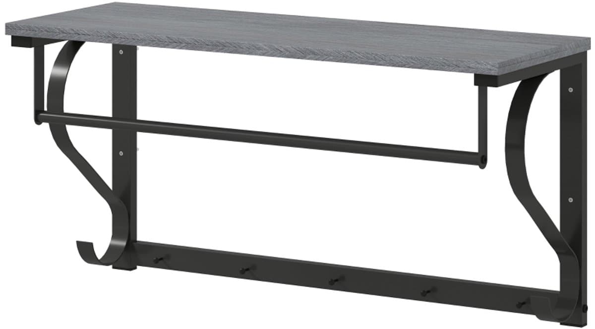 Wandgarderobe - 5 Haken + Bovenvak - Multifunctioneel - Metaal - Grijs — afbeelding 1