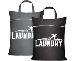 Ultiluxe® Waszakken - 2 Stuks - Reis Waszak - Schone en Vuile Was Tas - Wastas voor volwassenen en kinderen - Waterafstotend - 46 x 58 cm - Met Rits - Zwart/grijs