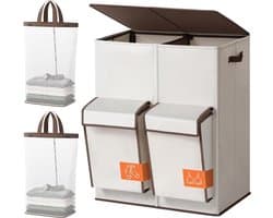 RWB® Wasmand 4 Vakken - Wasmand Vier Vakken - Wasmand - Beige - 58 x 40 x 70 cm