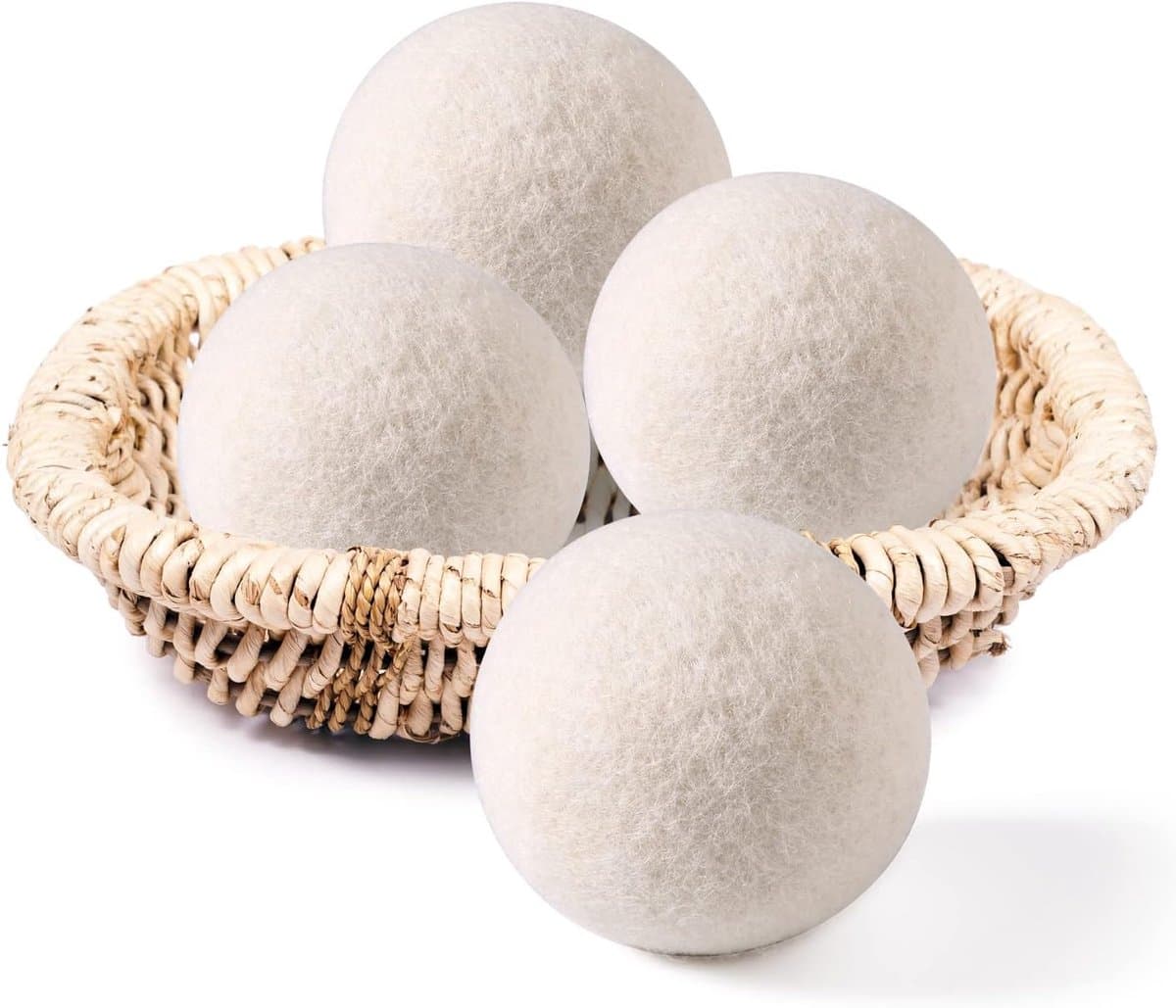 Biologische wollen droogballen, set van 4 stuks, extra grote droogballen voor de was Natuurlijke wasverzachter Tot 1000 keer herbruikbaar Verkort de droogtijd en minimaliseert kreukels Veilig voor baby's (set van 4 stuks) — afbeelding 1