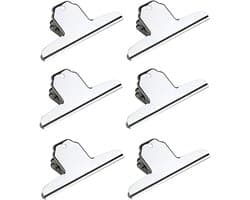 Grote Roestvrijstalen Bulldog Clips voor Papier en Voedsel - 6 Stuks