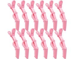 12 Stuks Roze Alligator Haarclips voor Stylen en Knippen