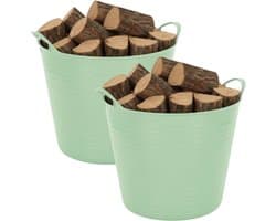 Excellent houseware Flexibele kuip / emmer - 2x - mint groen - 27 liter - kunststof - 42 x 35 cm